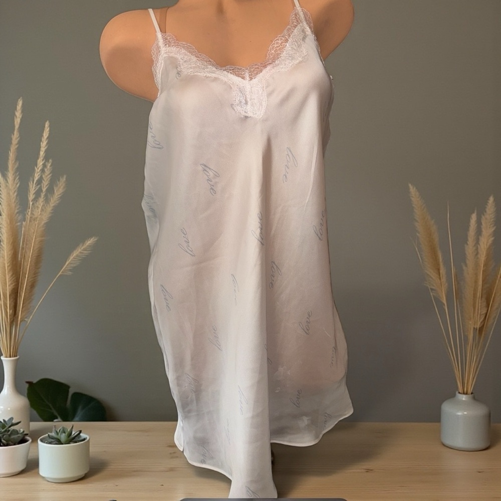 VS romantic slip dress bridal white Elegant Chemise Lace Trim coquette fairycore